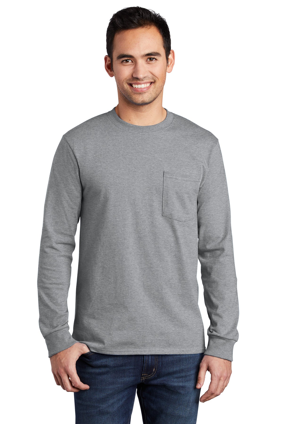 Port & Co ™ Tall Long Sleeve Essential Pocket Tee. PC61LSPT