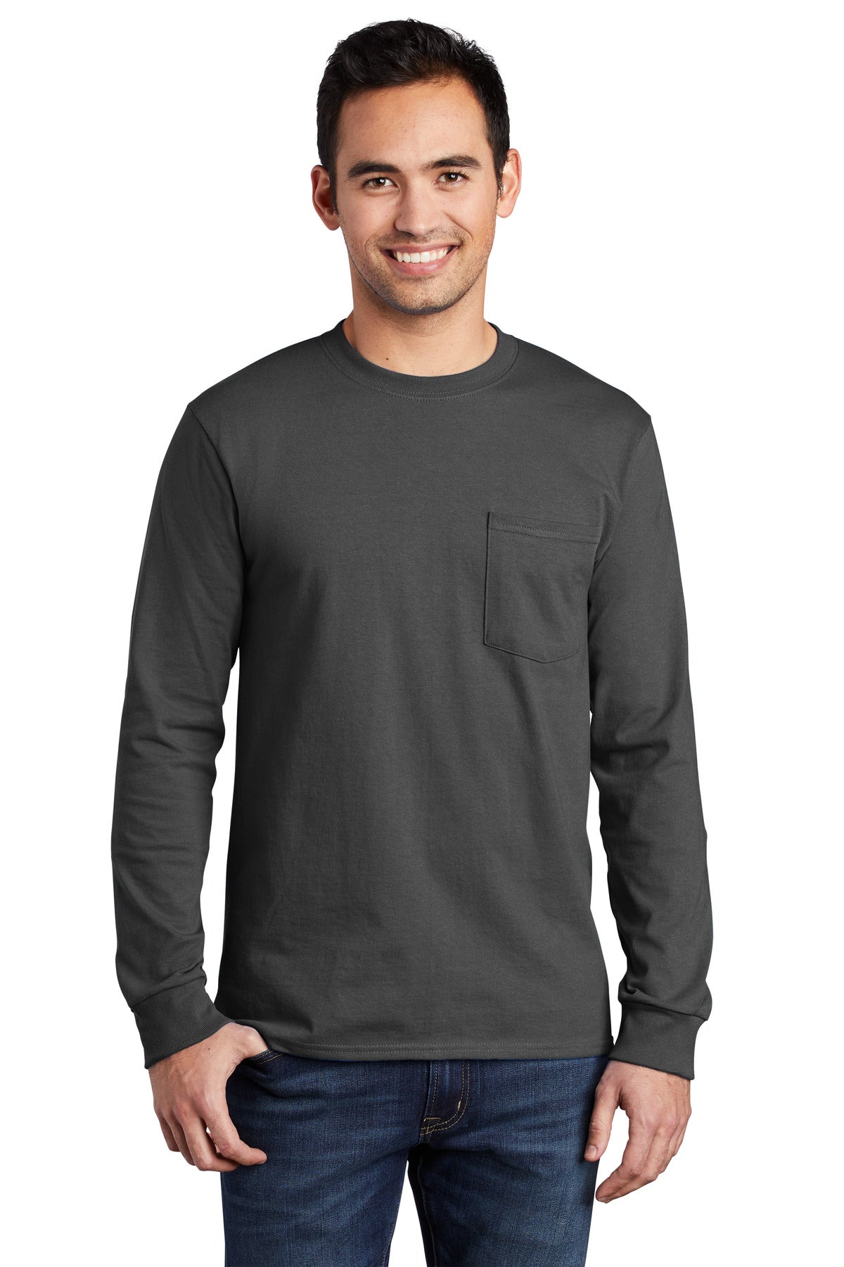 Port & Co ™ Tall Long Sleeve Essential Pocket Tee. PC61LSPT