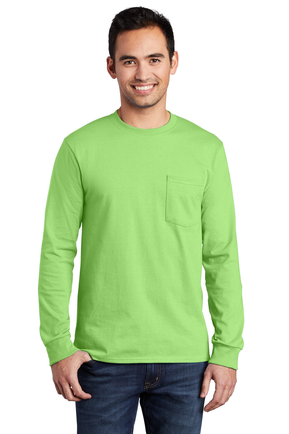 Port & Co ™ Tall Long Sleeve Essential Pocket Tee. PC61LSPT