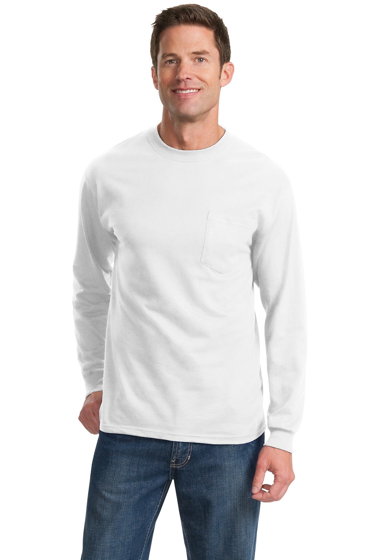 Port & Co ™ Tall Long Sleeve Essential Pocket Tee. PC61LSPT