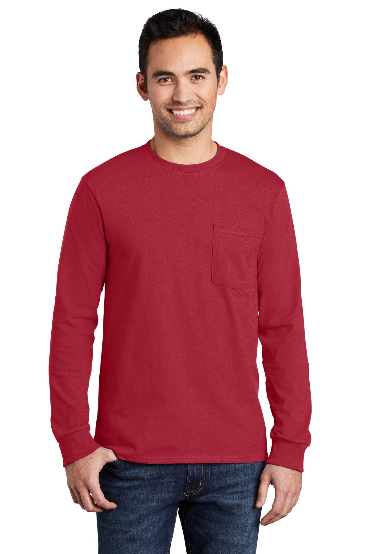 Port & Co ™ Long Sleeve Essential Pocket Tee. PC61LSP