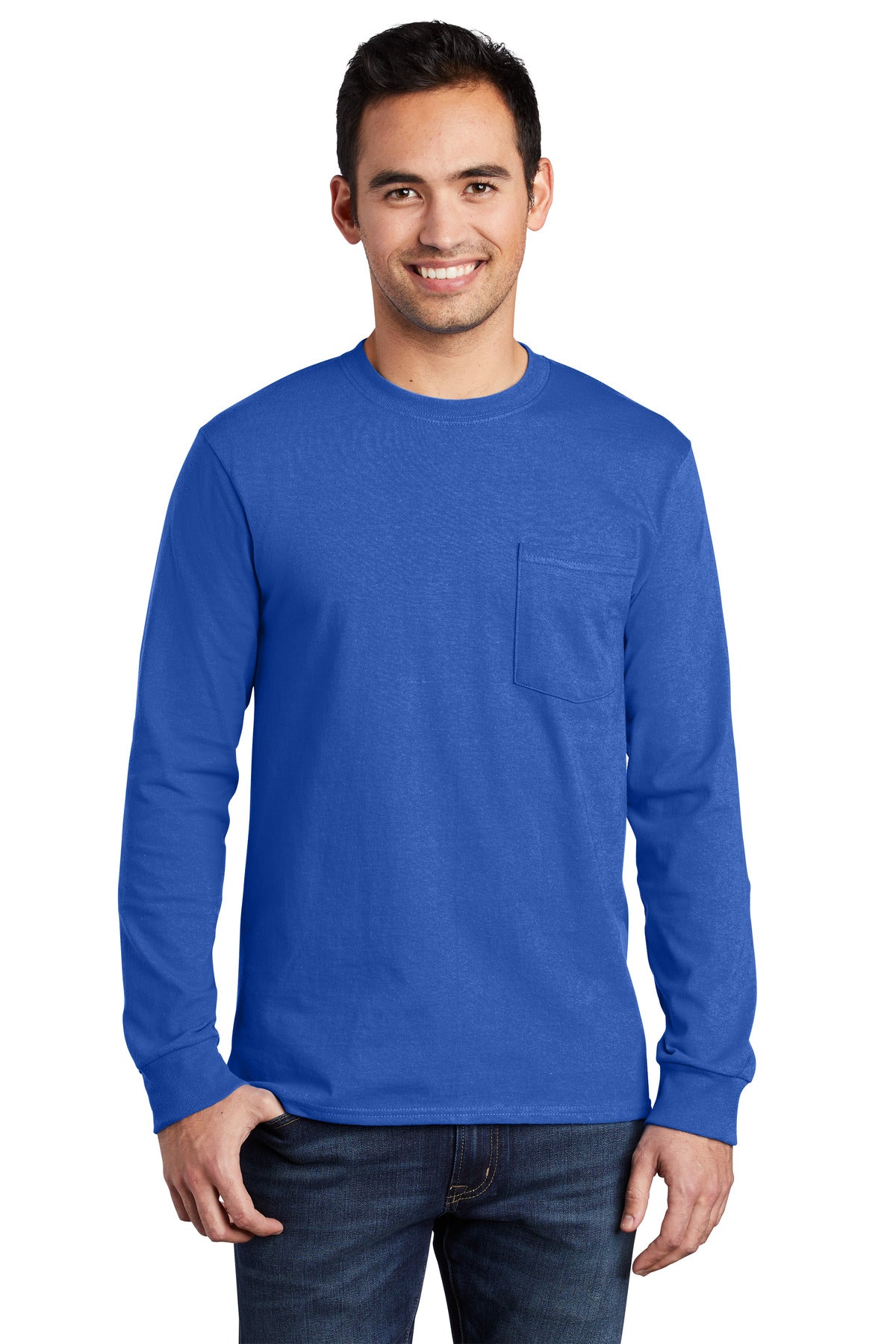 Port & Co ™ Tall Long Sleeve Essential Pocket Tee. PC61LSPT