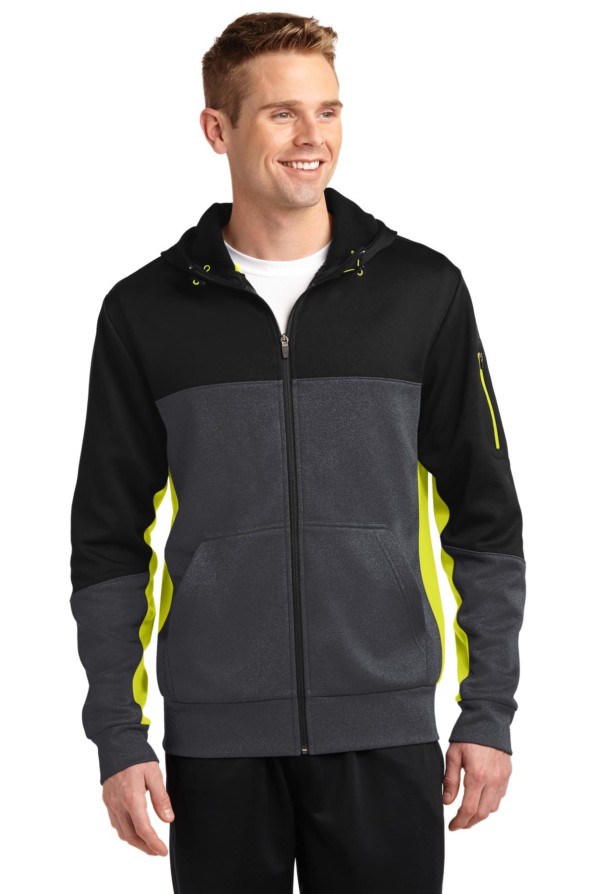 Sport-Tek ® Tech Fleece Colorblock Full-Zip Hooded Jacket. ST245