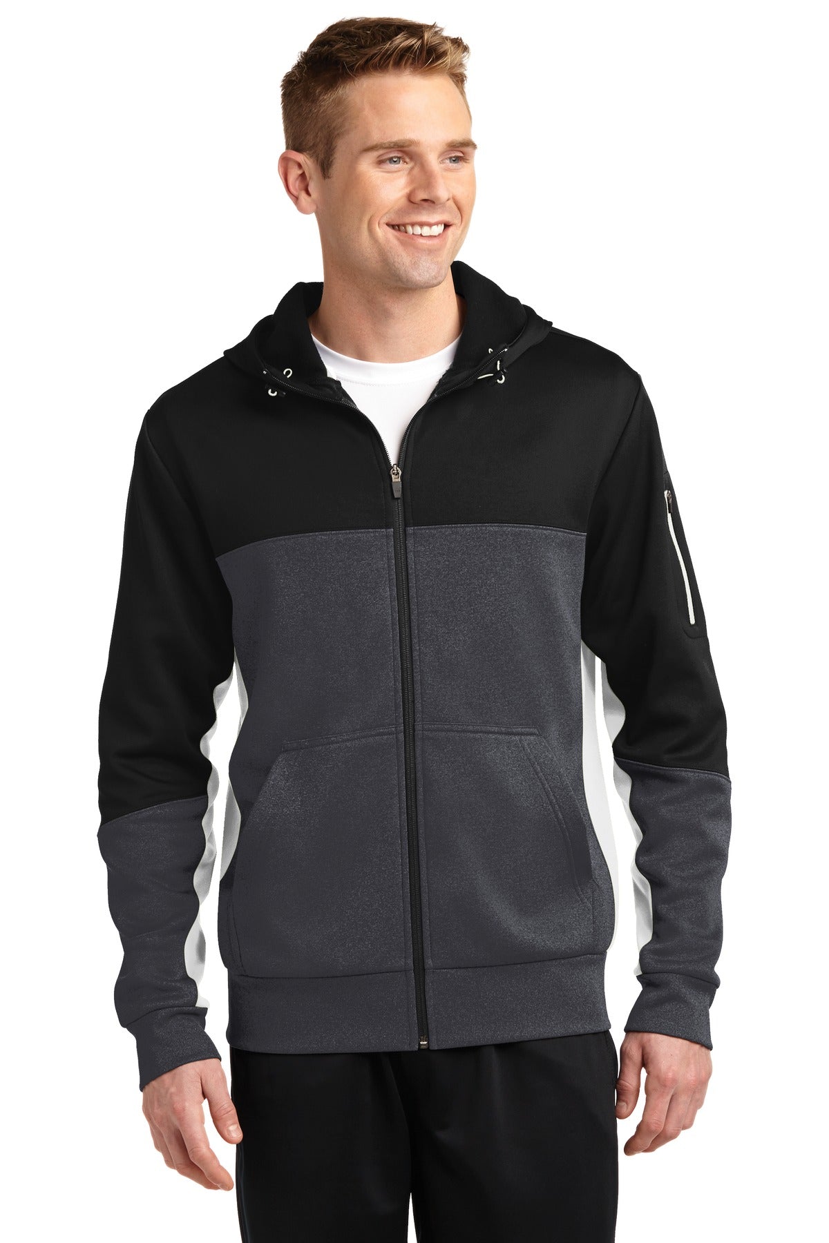 Sport-Tek ® Tech Fleece Colorblock Full-Zip Hooded Jacket. ST245