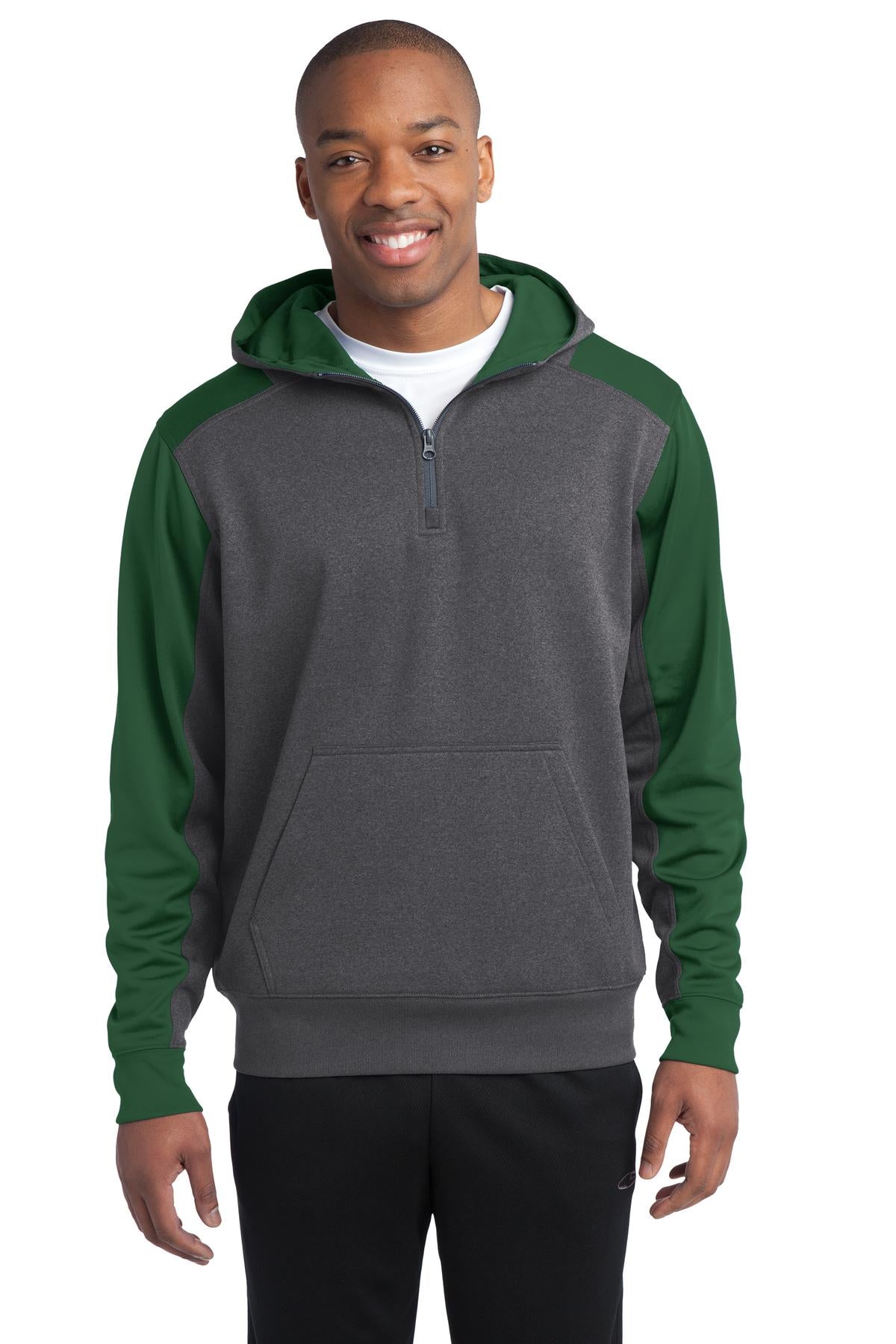 Sport-Tek ® Tech Fleece Colorblock 1/4-Zip Hooded Sweatshirt. ST249