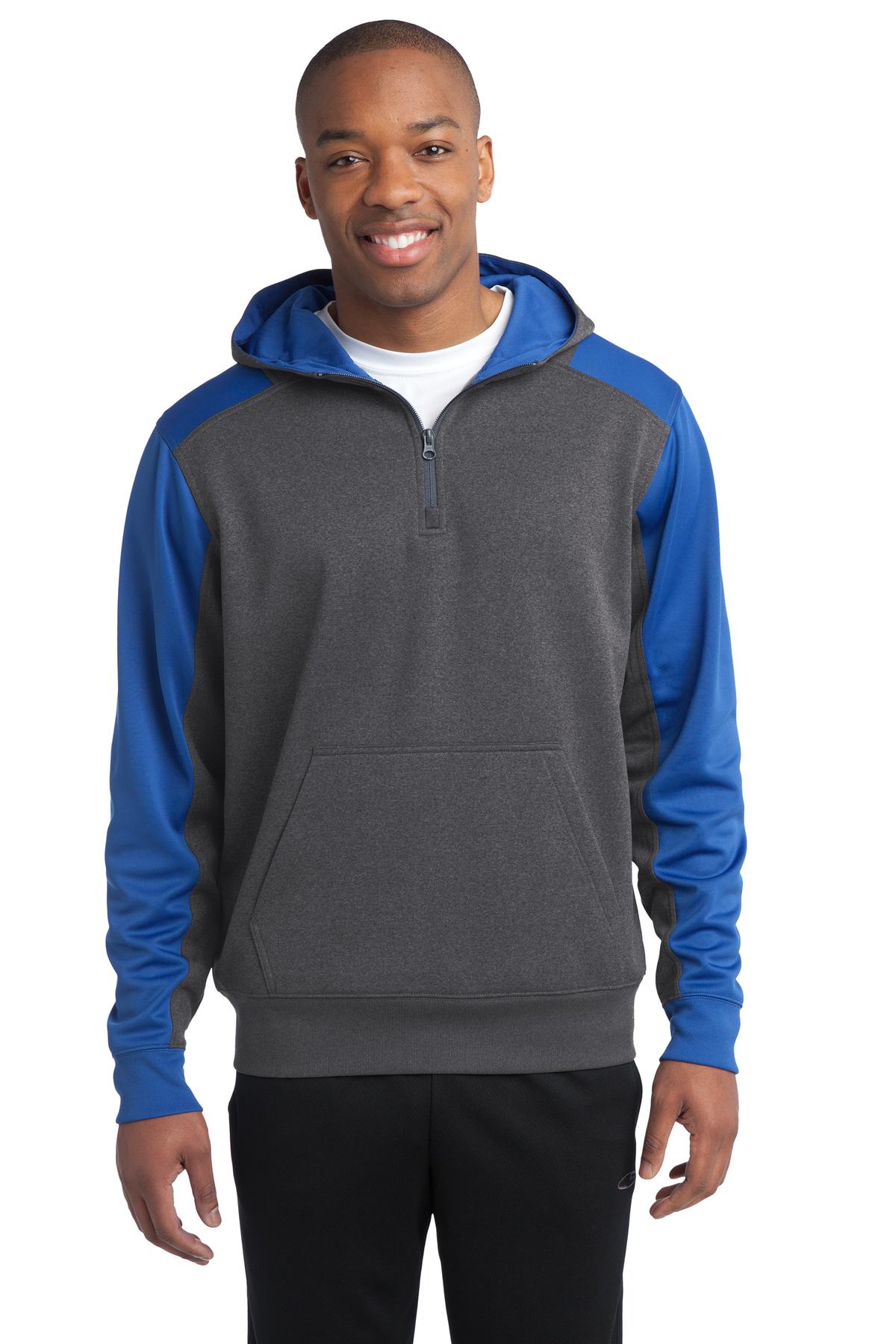 Sport-Tek ® Tech Fleece Colorblock 1/4-Zip Hooded Sweatshirt. ST249