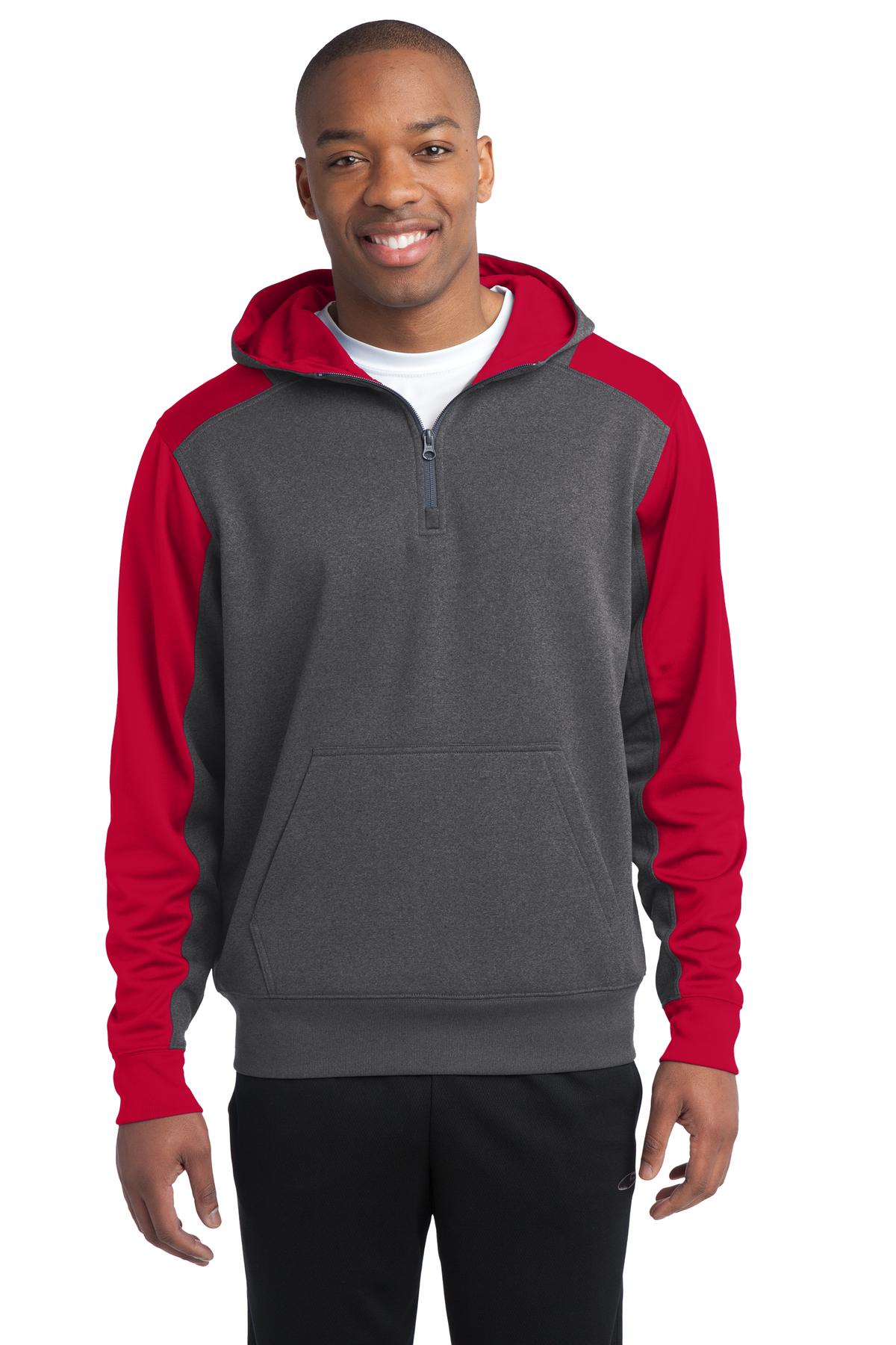 Sport-Tek ® Tech Fleece Colorblock 1/4-Zip Hooded Sweatshirt. ST249