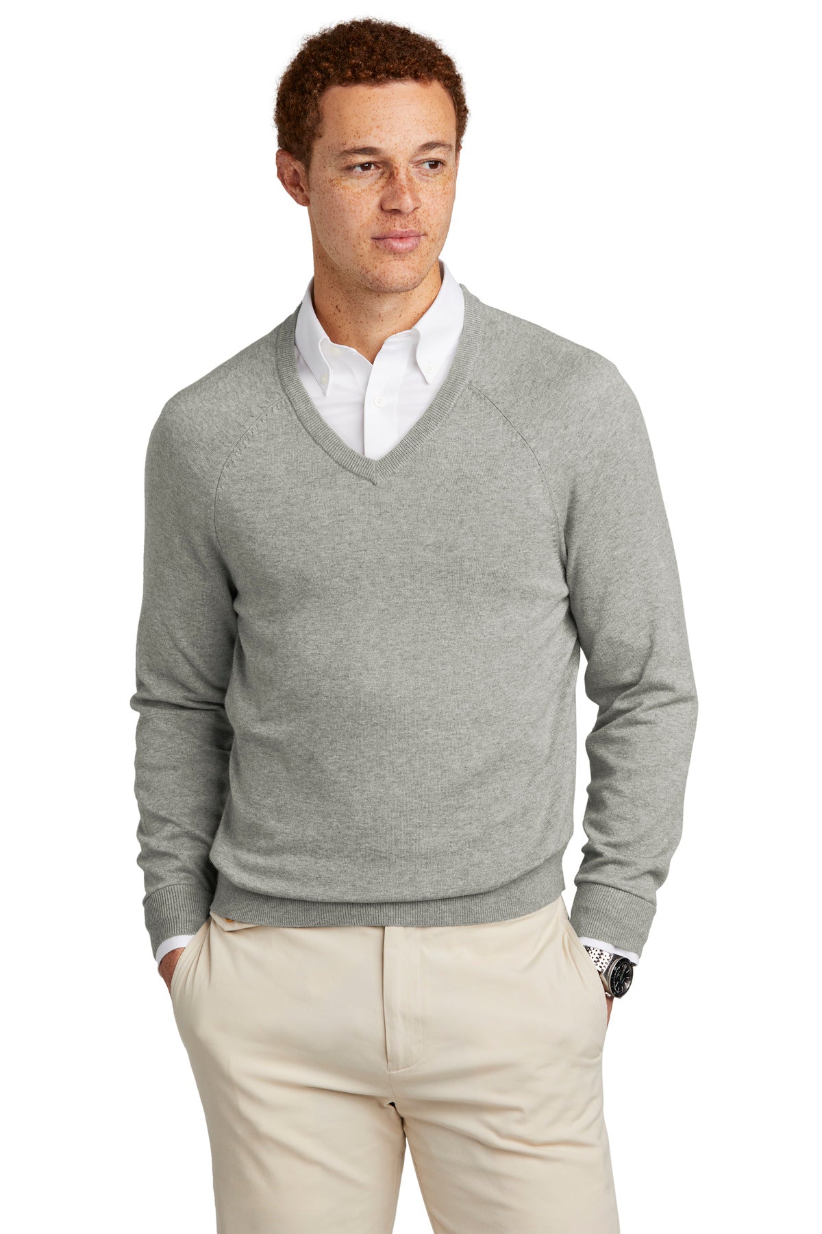 Brooks Brothers ®  Cotton Stretch V-Neck Sweater BB18400