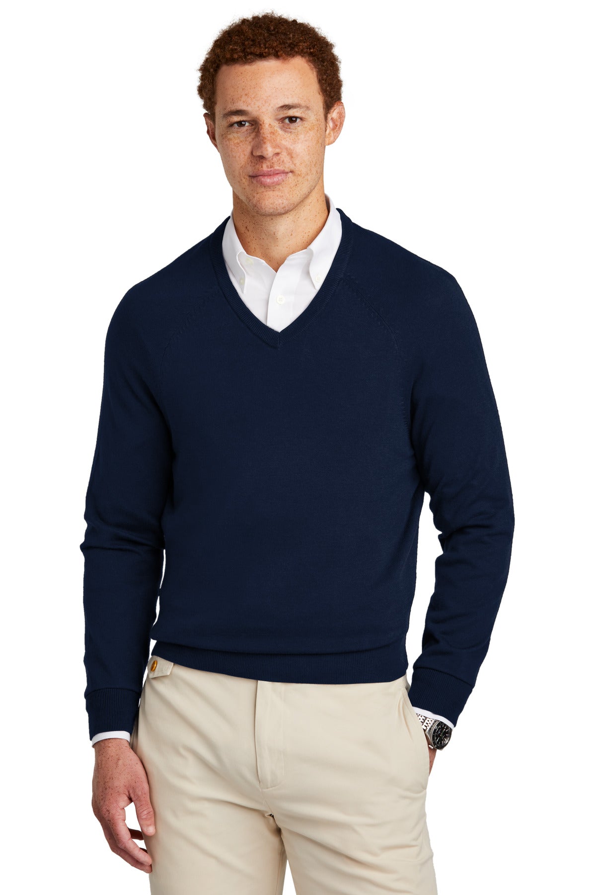 Brooks Brothers ®  Cotton Stretch V-Neck Sweater BB18400